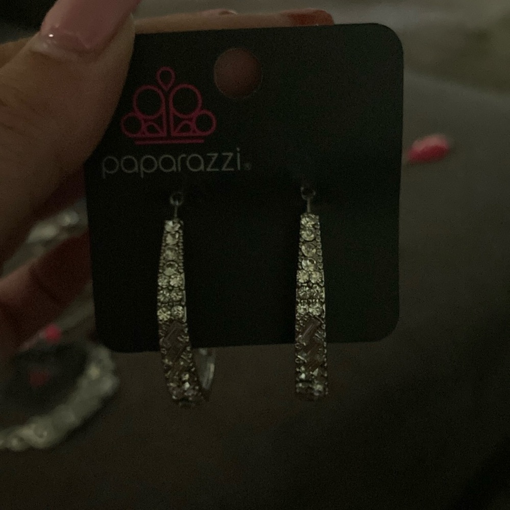 Paparazzi Silver Crystal Hoop Earrings